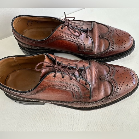 VTG JC Penny’s O’Sullivans Men’s Brogue Dress Shoes Wingtip Size 9 Tan Leather - Picture 7 of 15